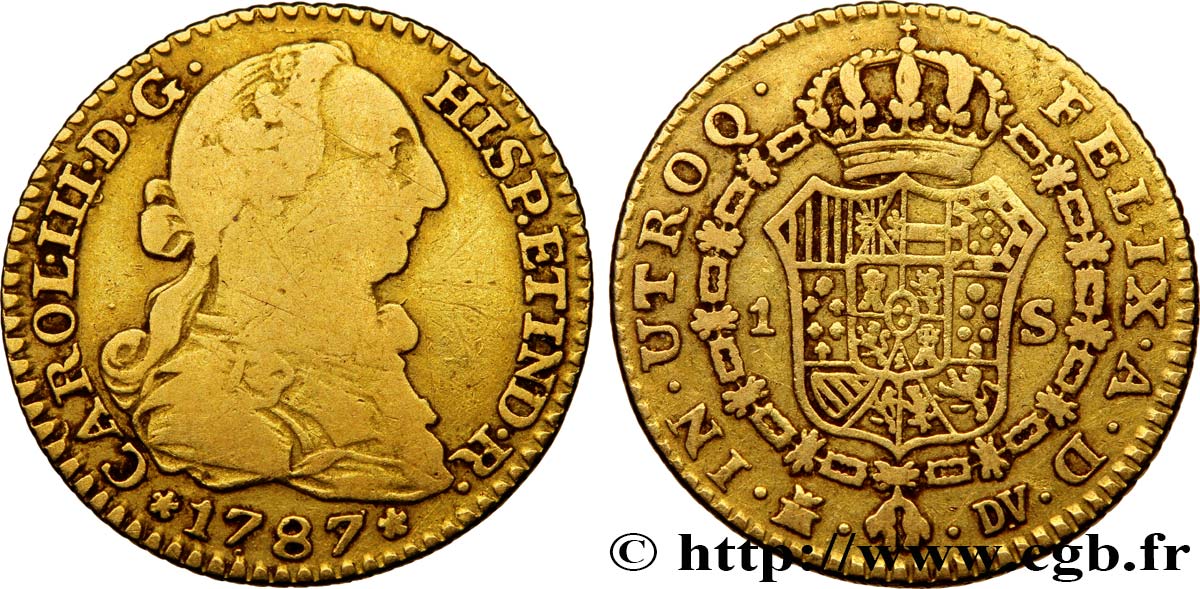 SPANIEN - KÖNIGREICH SPANIEN - KARL III. Escudo 1787 Madrid S/fSS 