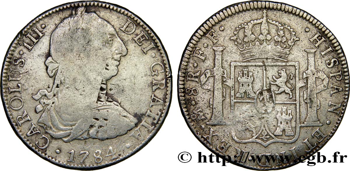 MEXIQUE 8 Reales Charles III 1784 Mexico TB/TB+ 