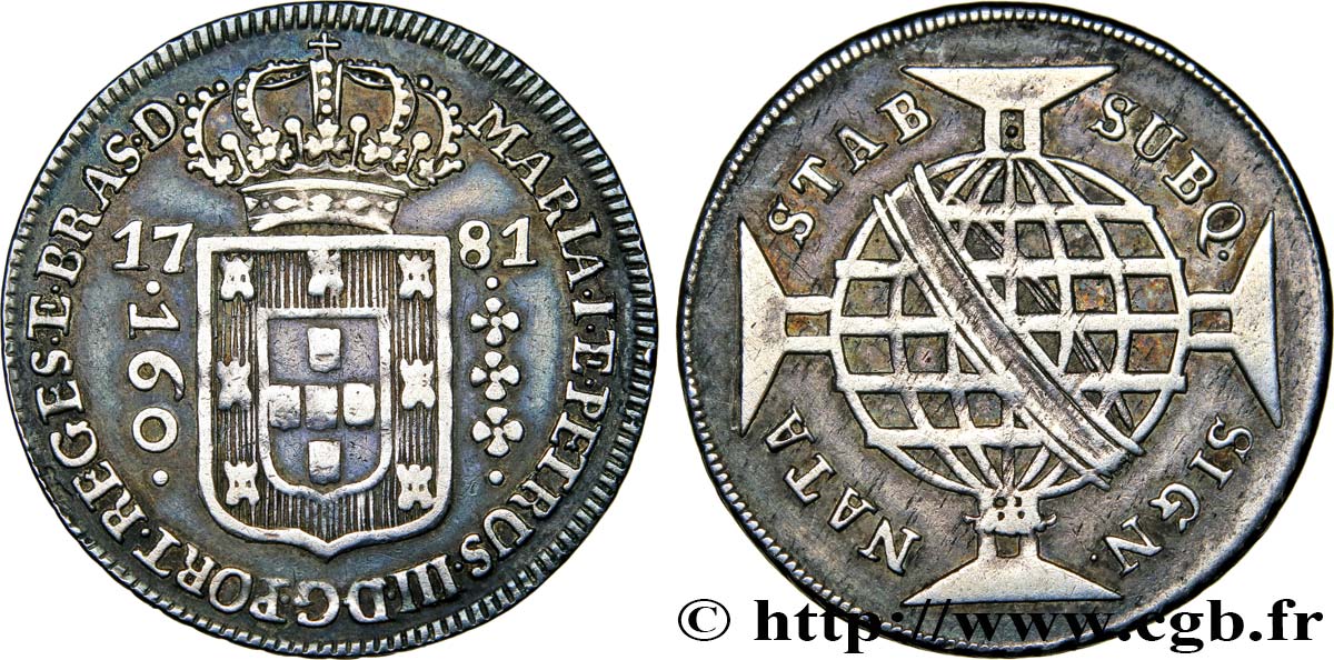 BRAZIL 160 Réis Marie I et Pierre III 1781  XF 
