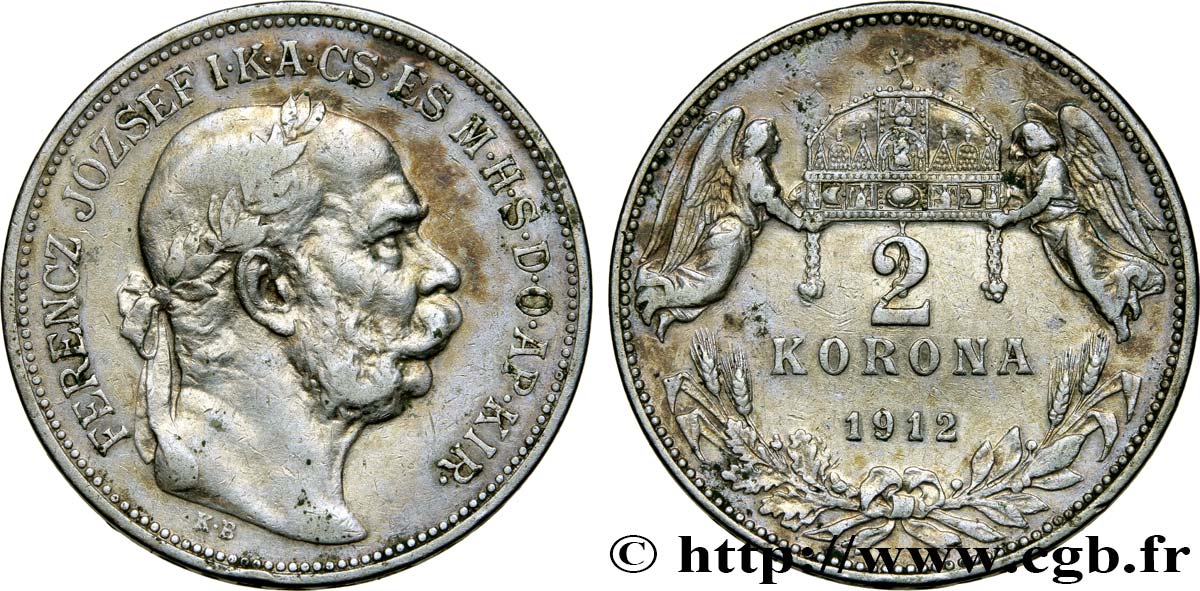 HONGRIE 2 Korona François-Joseph Ier 1912 TB+
