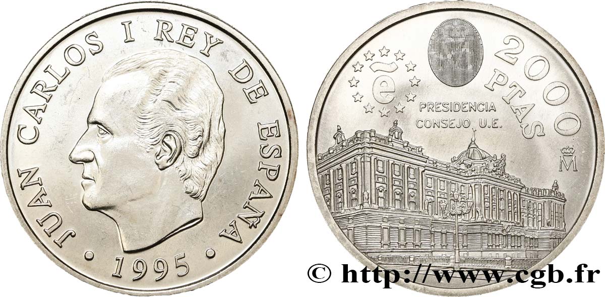ESPAGNE 2000 Pesetas roi Juan Carlos, présidence de l’Union Européenne 1995  SPL 