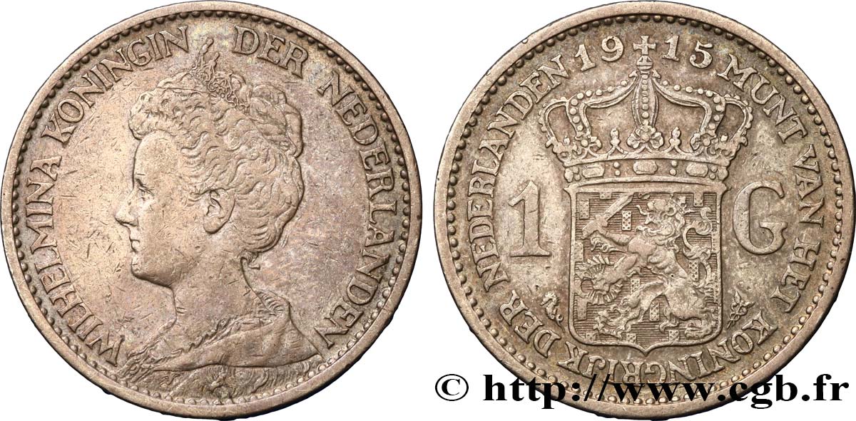 PAESI BASSI 1 Gulden Wilhelmina 1915  BB 