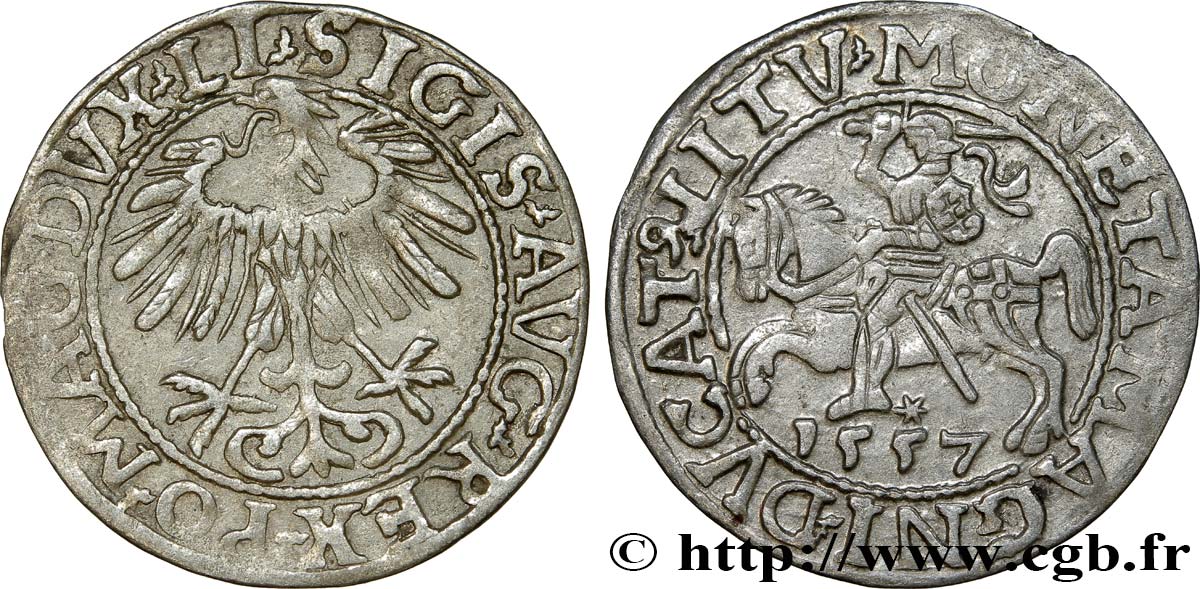 LIVONIE - GRAND DUCHÉ DE LITUANIE - SIGISMOND II VASA Demi-gros 1556 TTB
