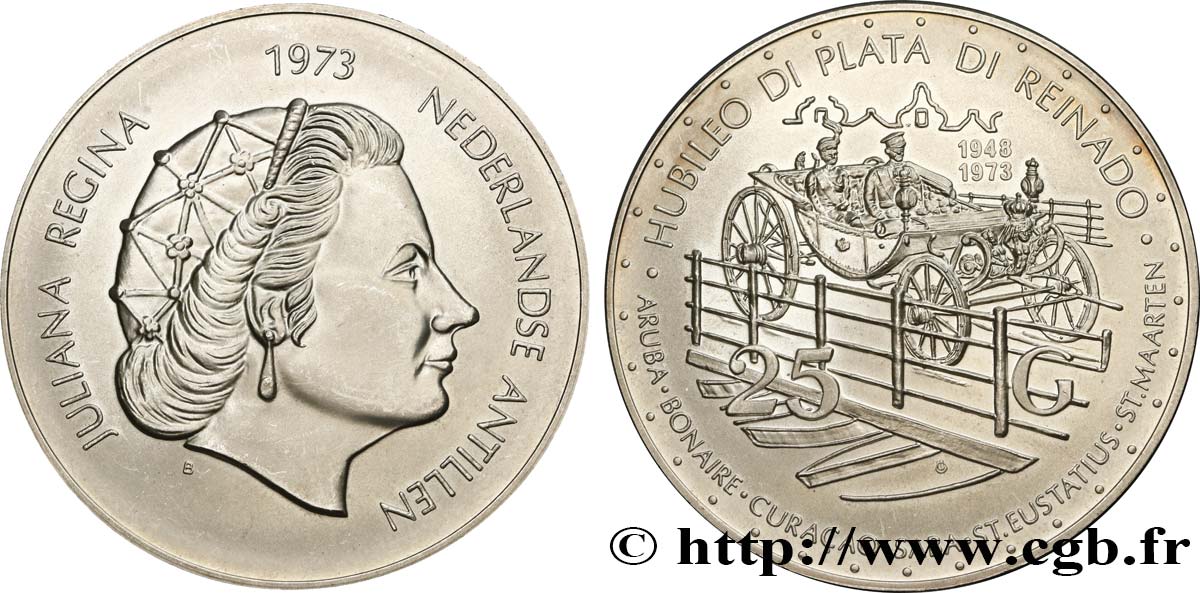 NETHERLANDS ANTILLES 25 Gulden 25e ans de règne de la reine Juliana 1980 Ottawa fST 