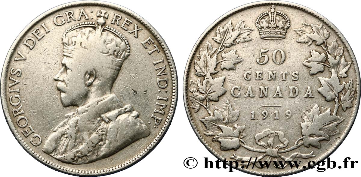 CANADá
 50 Cents Georges V 1919  BC+ 