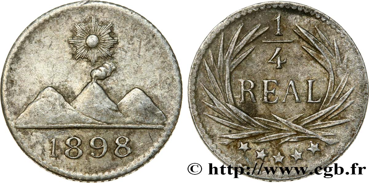 GUATEMALA 1/4 Real 1898 SPL