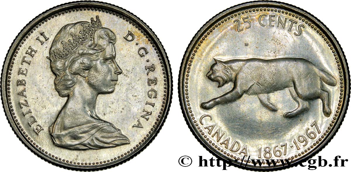 CANADA 25 Cents centenaire de la Confédération 1967 Ottawa SPL