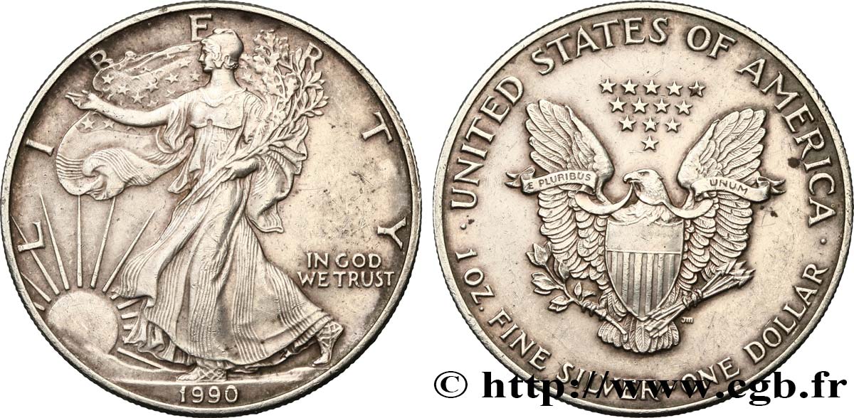UNITED STATES OF AMERICA 1 Dollar type Silver Eagle 1990 Philadelphie AU 