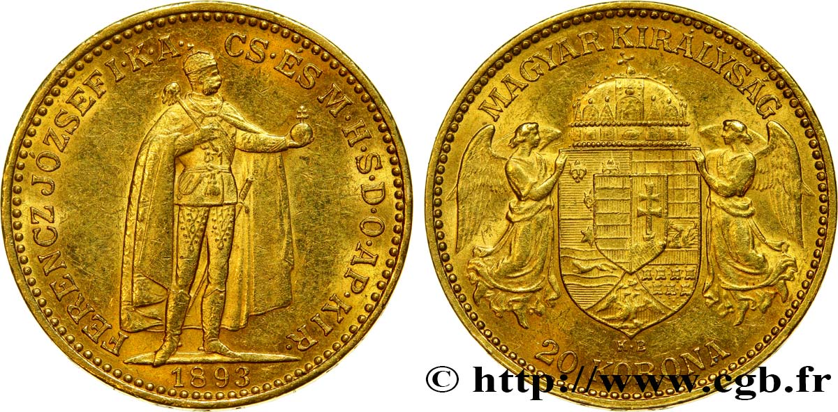 HONGRIE 20 Korona François Joseph 1893 Kremnitz SUP