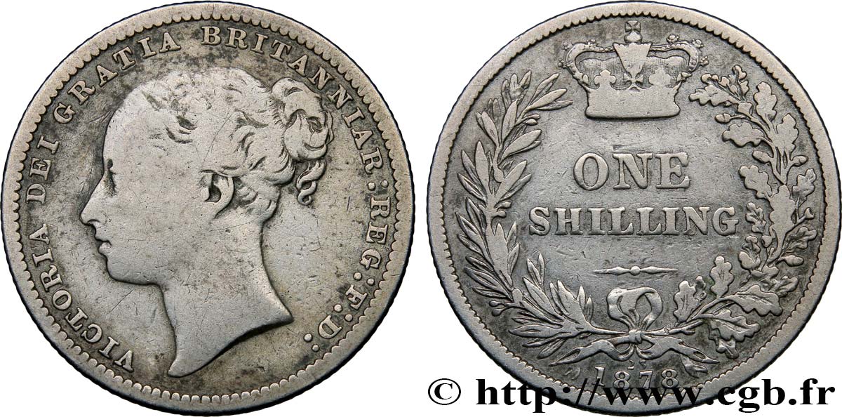 ROYAUME-UNI 1 Shilling Victoria 1878  TB 