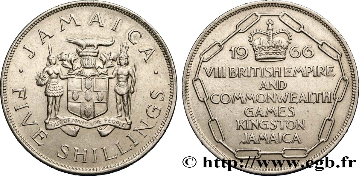 JAMAÏQUE 5 Shillings VIIIe Jeux de l’Empire Britannique et du Commonwealth 1966  SPL 