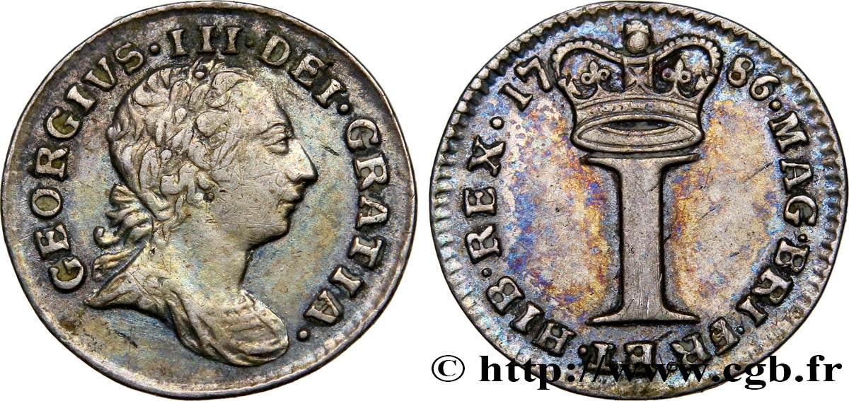 VEREINIGTEN KÖNIGREICH 1 Penny Georges III 1786  fVZ/VZ 