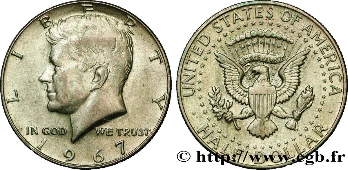 ÉTATS-UNIS D AMÉRIQUE 1/2 Dollar Kennedy 1967 Philadelphie SUP 