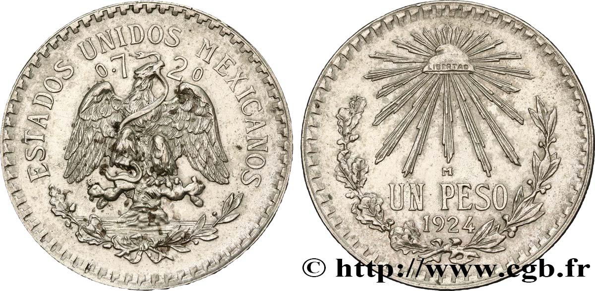 MEXIQUE 1 Peso  1924 Mexico TTB+ 