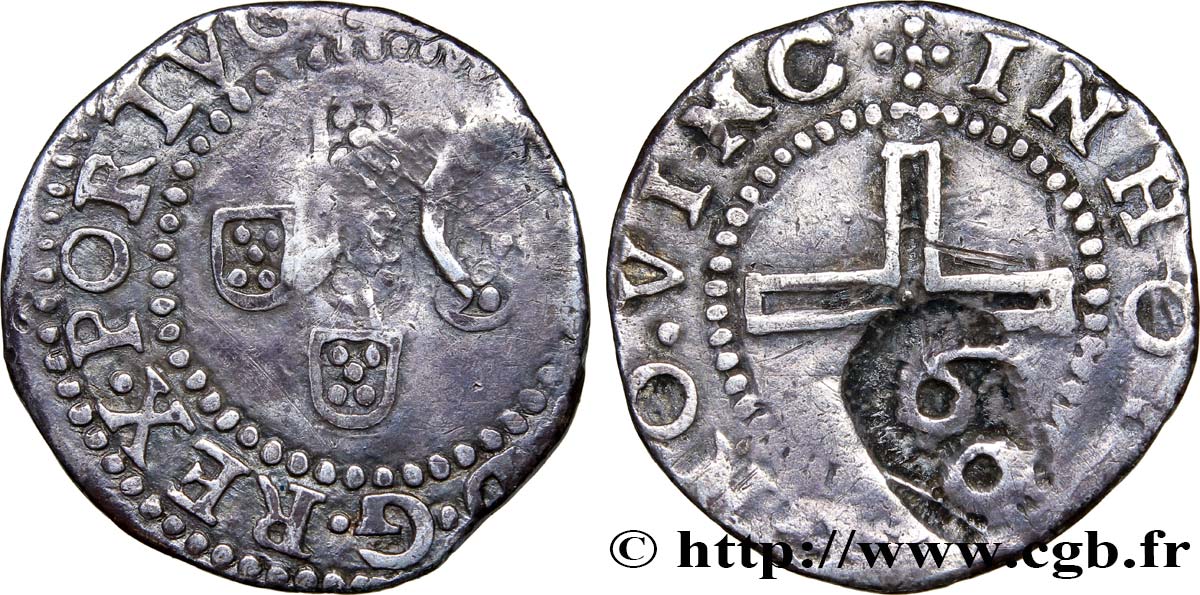 PORTUGAL 60 Reis contremarqué sur 1/2 Tostao de Jean IV n.d. Lisbonne TTB 