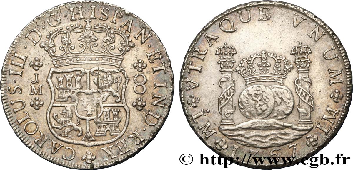 PÉROU - CHARLES III 8 Reales 1767 Lima TTB+ 