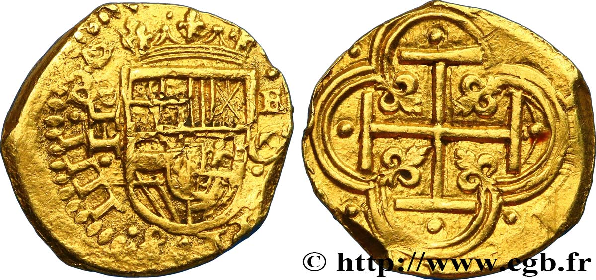 COLOMBIE – KINGDOM OF SPAIN – PHILIP IV 2 Escudos n.d. Carthagène des Indes XF/AU 