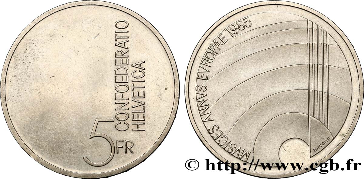 SWITZERLAND 5 Francs centenaire de la révision de la constitution 1985 Berne - B AU 