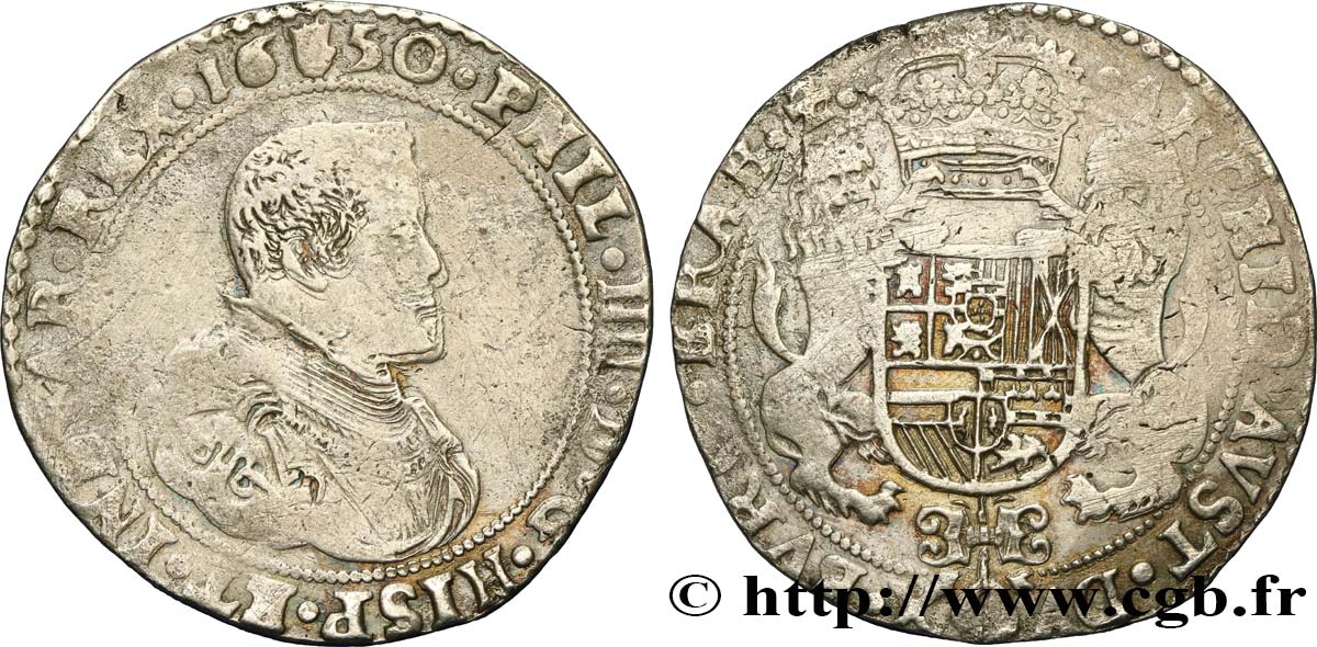 BELGIUM - SPANISH NETHERLANDS Ducaton Philippe IV 1650 Anvers VF 