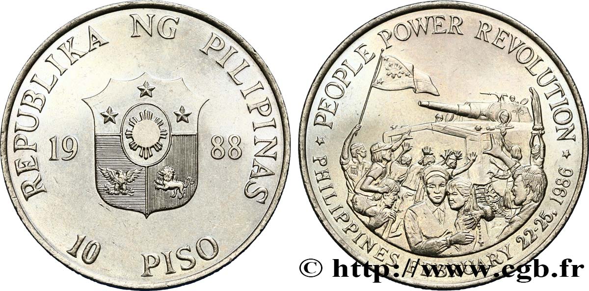 FILIPINAS 10 Piso 2e anniversaire de le Révolution des Philippines 1988  SC 