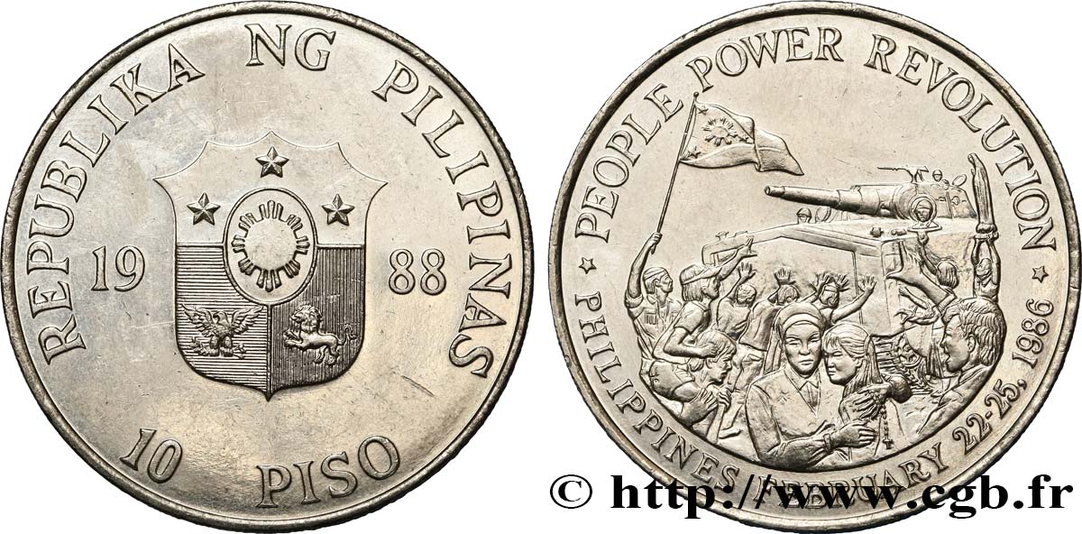 FILIPINAS 10 Piso 2e anniversaire de le Révolution des Philippines 1988  EBC 