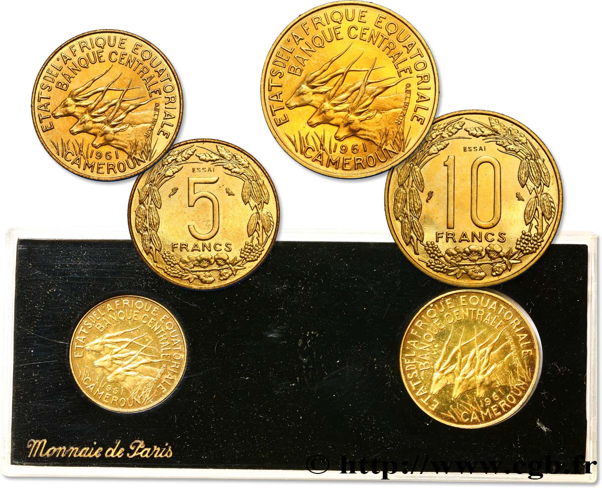 ÉTATS DE L AFRIQUE ÉQUATORIALE Boîtes essais de 5 et 10 Francs 1961 Paris SPL 