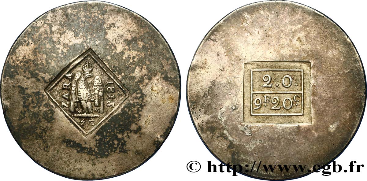 CROATIE - ZARA - OCCUPATION FRANCAISE 9 Francs 20 Centimes 1813 Zadar TTB 