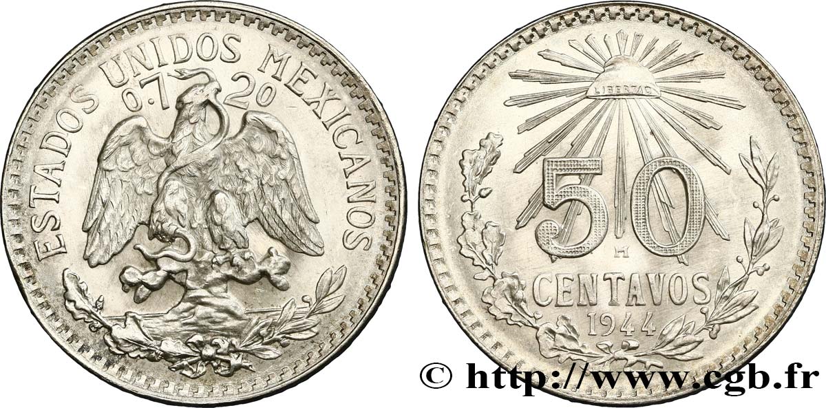 MEXIQUE 50 Centavos 1944 Mexico SPL 