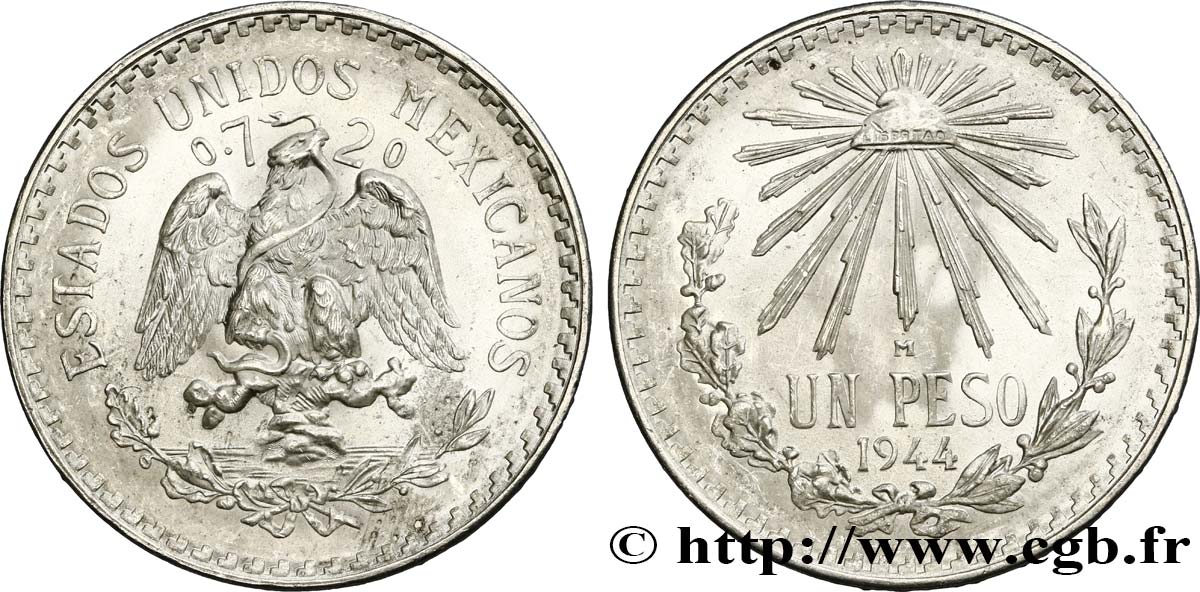 MEXICO 1 Peso 1944 Mexico MS 