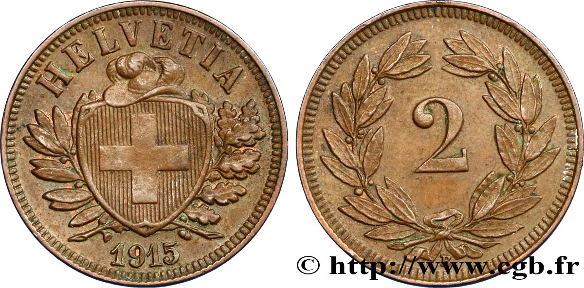 SUISSE 2 Centimes (Rappen) 1915 Berne TTB+ 