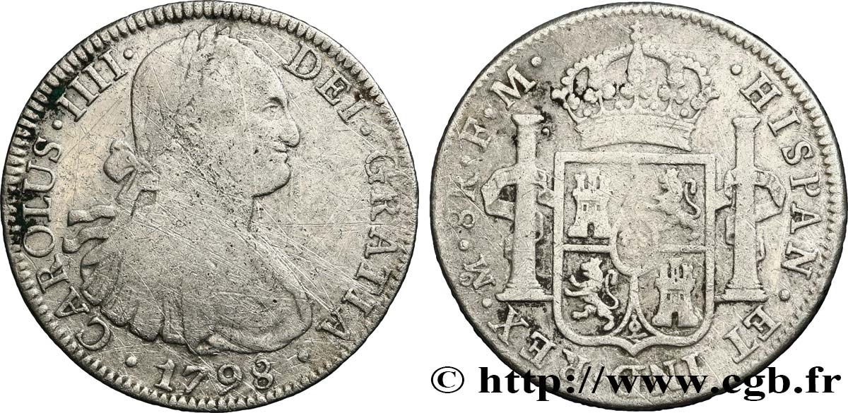 MEXIQUE 8 Reales Charles IV 1798 Mexico B+ 
