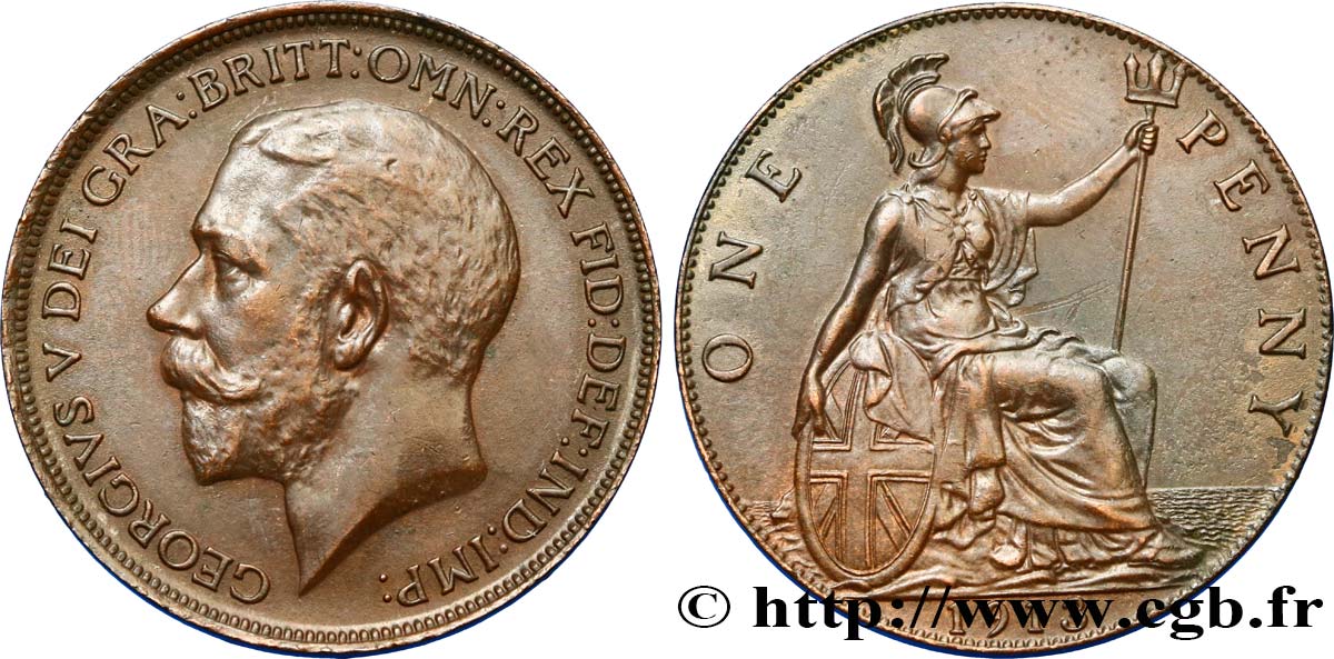 ROYAUME-UNI 1 Penny Georges V 1913  TTB+ 