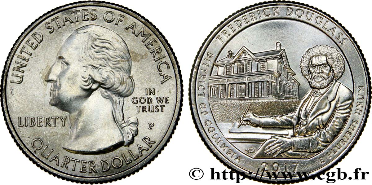 UNITED STATES OF AMERICA 1/4 Dollar Site Historique National Frederick Douglass - District of Columbia 2017 Philadelphie MS 
