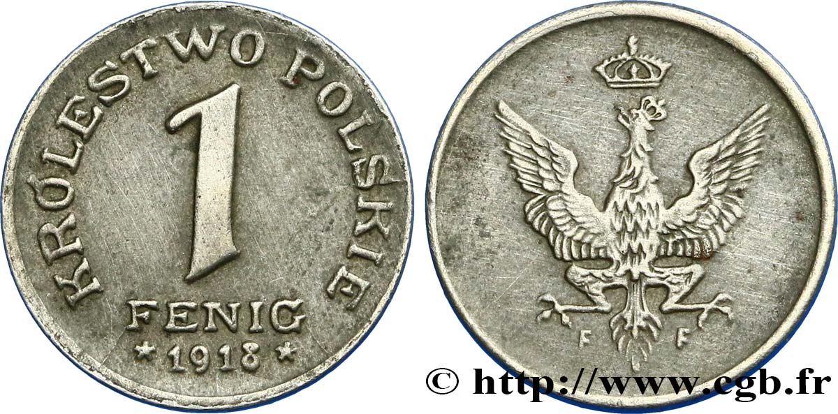 POLOGNE 5 Fenig Pologne sous administration allemande 1918  TTB 