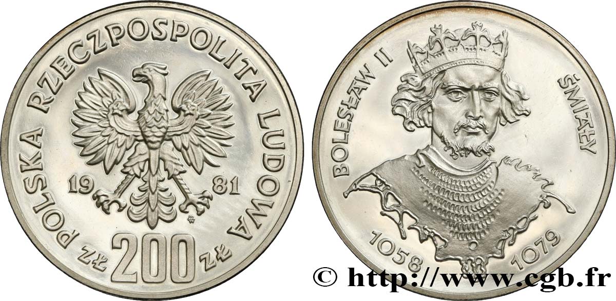 POLOGNE 200 Zlotych Proof XIIIe Jeux Olympiques d’hiver de Lake Placid 1981 Varsovie SPL 