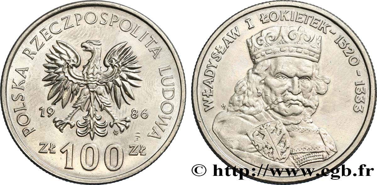 POLAND 100 Zlotych Roi Ladislas Ier le Bref 1986 Varsovie MS 