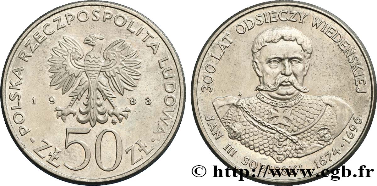 POLOGNE 50 Zlotych Jean III Sobieski (1674-1696) 1983 Varsovie SPL 