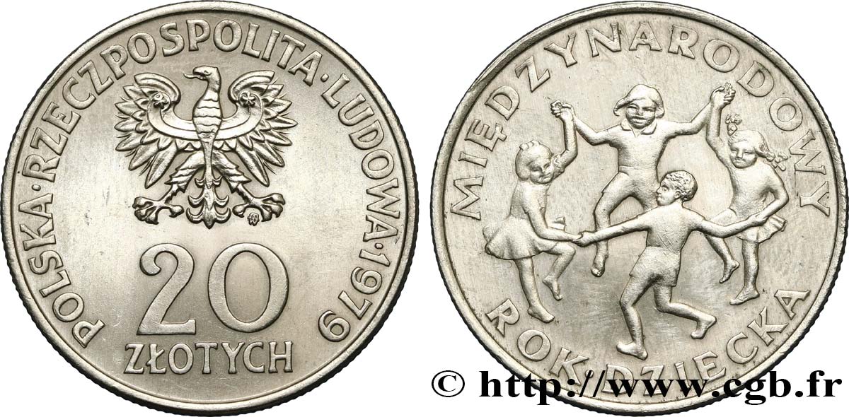 POLAND 20 Zlotych aigle / année internationale de l’enfance 1979 Varsovie MS 