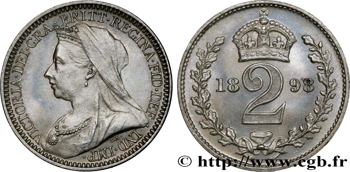 ROYAUME-UNI 2 Pence Victoria buste du jubilé 1898  SPL 