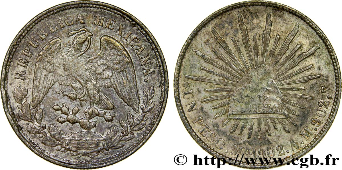 MEXICO 1 Peso 1902 Mexico AU 