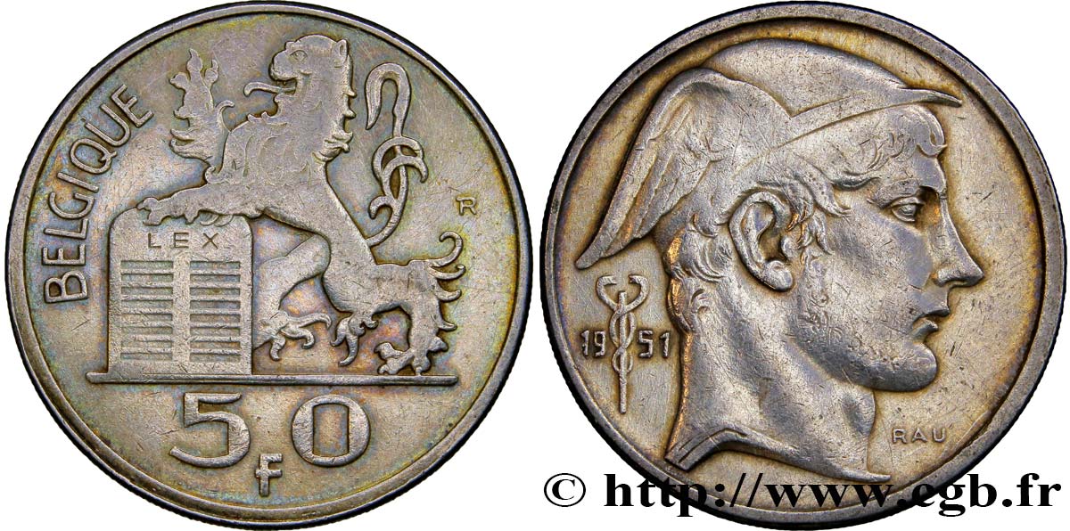 BELGIUM 50 Francs Mercure 1951  VF 