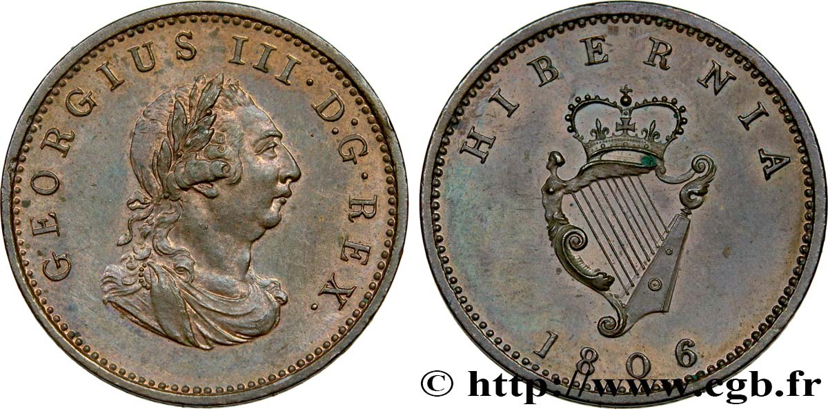 IRELAND REPUBLIC 1 Farthing Georges III 1806  MS 