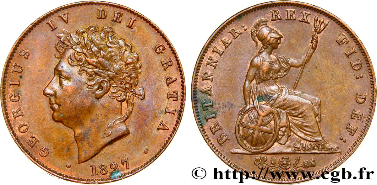 GREAT BRITAIN - GEORGE IV 1/2 Penny  1827  AU 