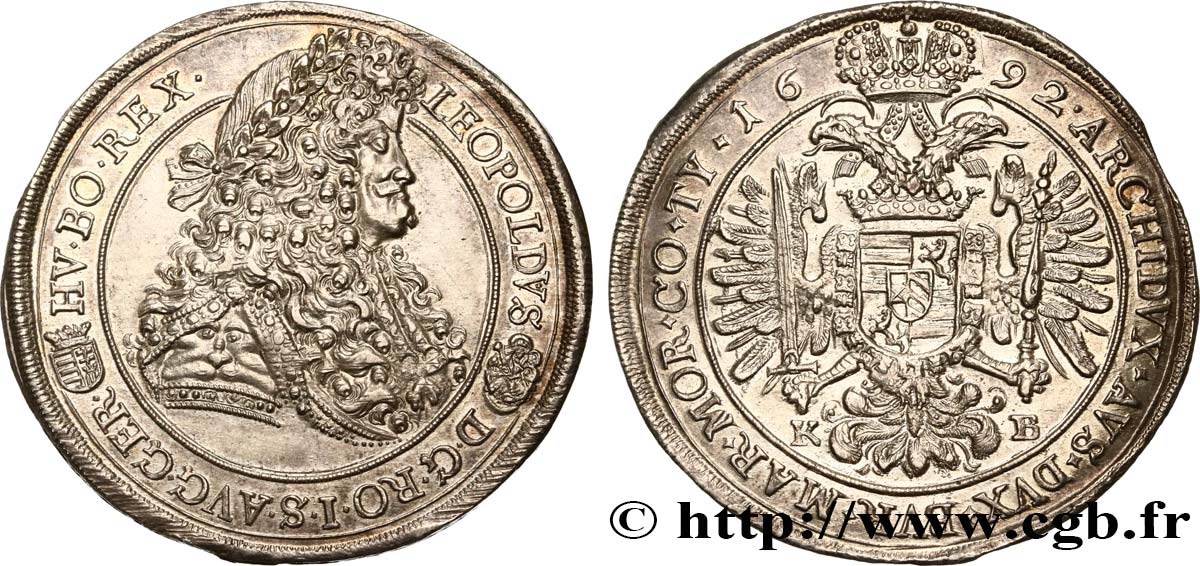 HUNGARY - KINGDOM OF HUNGARY - LEOPOLD I Thaler 1692 Kremnitz AU 