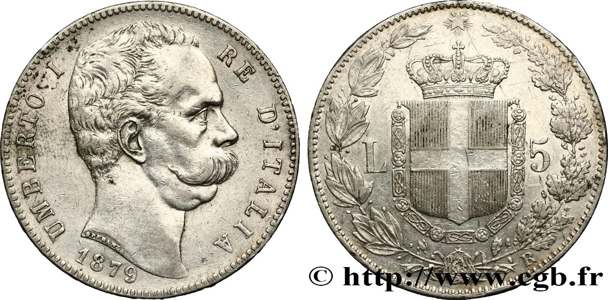 ITALIE 5 Lire Humbert Ier 1879 Rome TTB
