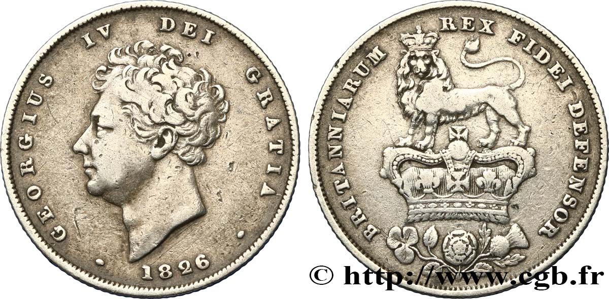 ROYAUME-UNI 1 Shilling Georges IV 1826  TB+ 