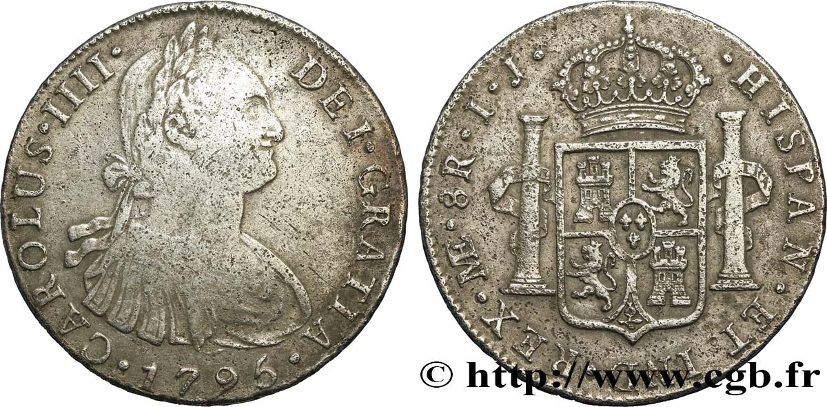 PÉROU 8 Reales Charles IV 1795 Lima TB+/TTB 