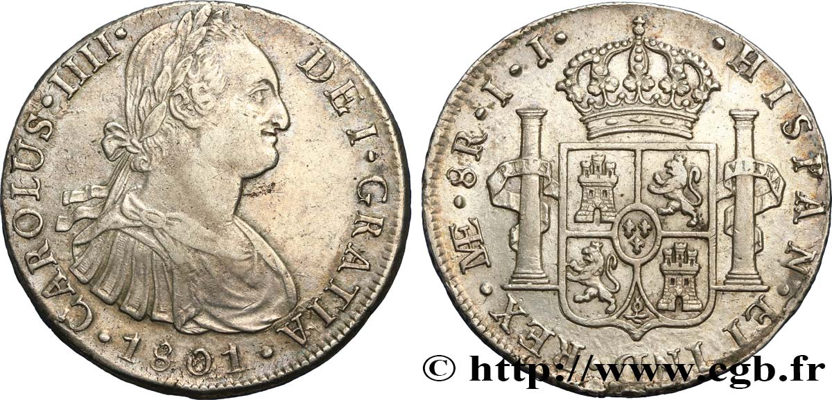 PÉROU 8 Reales Charles IV 1801 Lima TTB+/SUP 