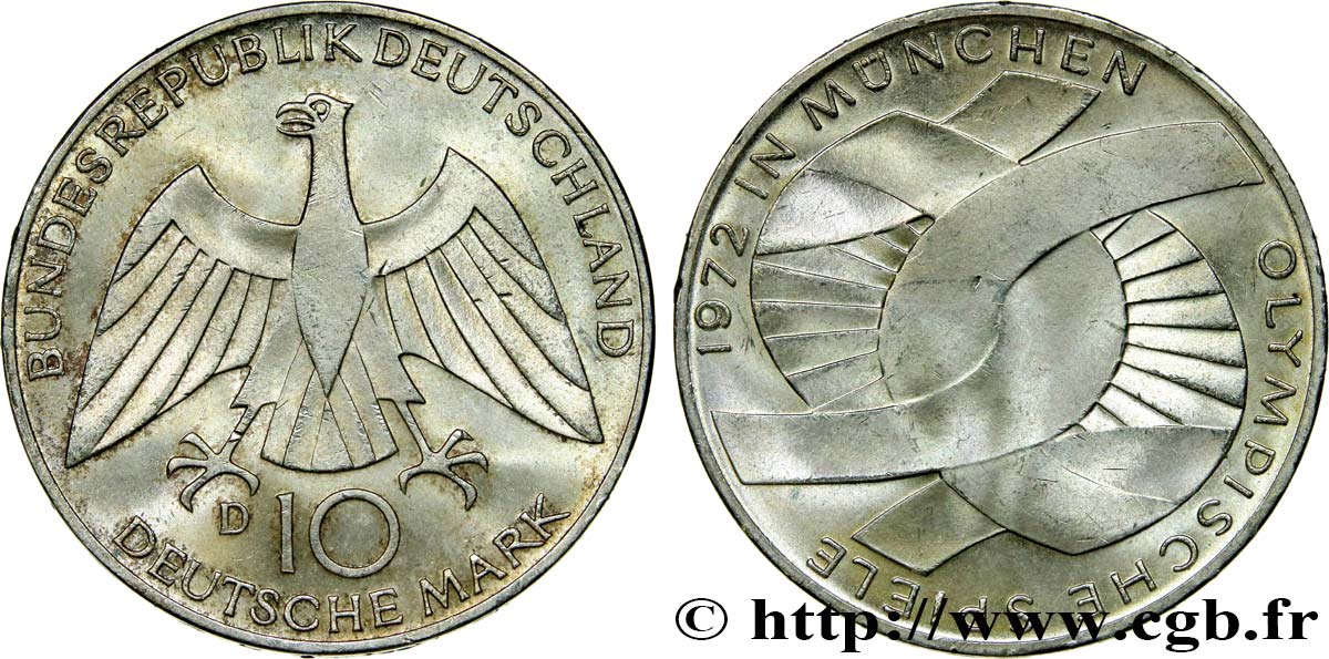 ALEMANIA 10 Mark / XXe J.O. Munich - L’idéal olympique 1972 Munich EBC 