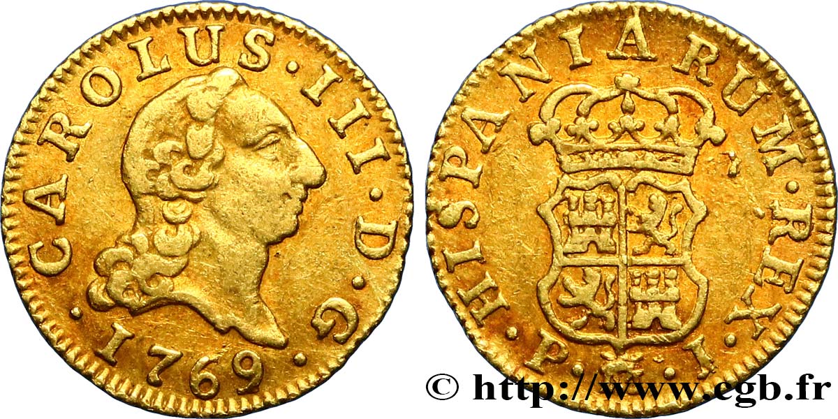 SPAIN 1/2 Escudo Charles III 1769 Madrid XF 